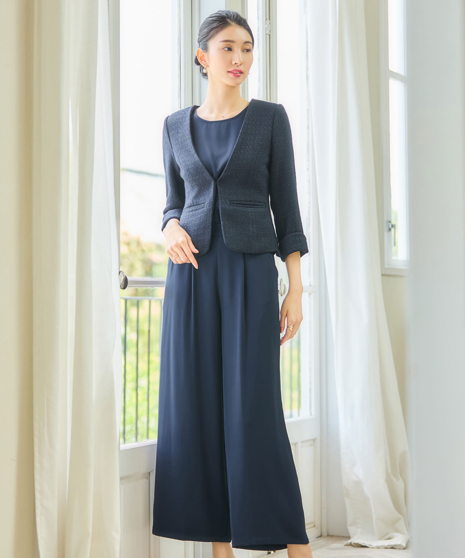 ドレスプラス DRESS+ 3点セット アンサンブル フォーマル 入学式 卒業式,ネイビー