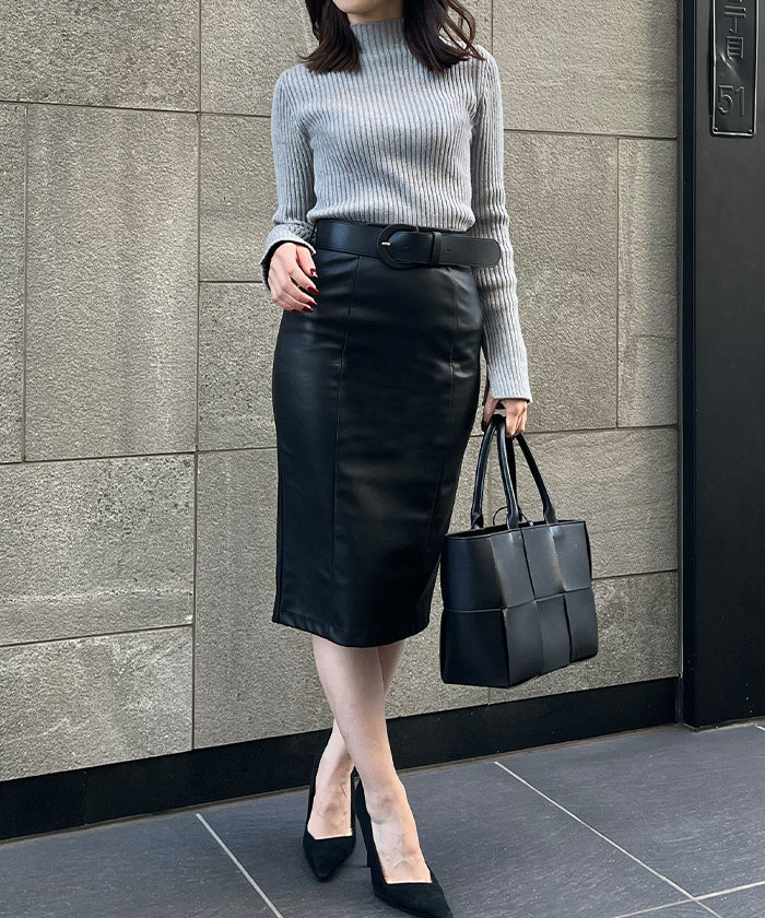 アンビエント AMBIENT レザーベルトセットペンシルスカート (ブラック) ブラック