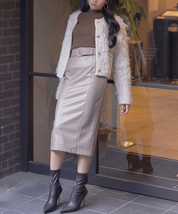 アンビエント AMBIENT レザーベルトセットペンシルスカート (ブラック) ブラック