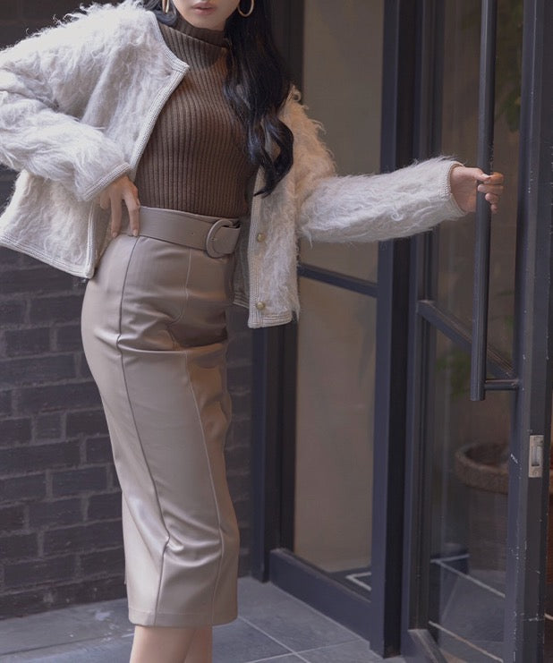 アンビエント AMBIENT レザーベルトセットペンシルスカート (ブラック) ブラック