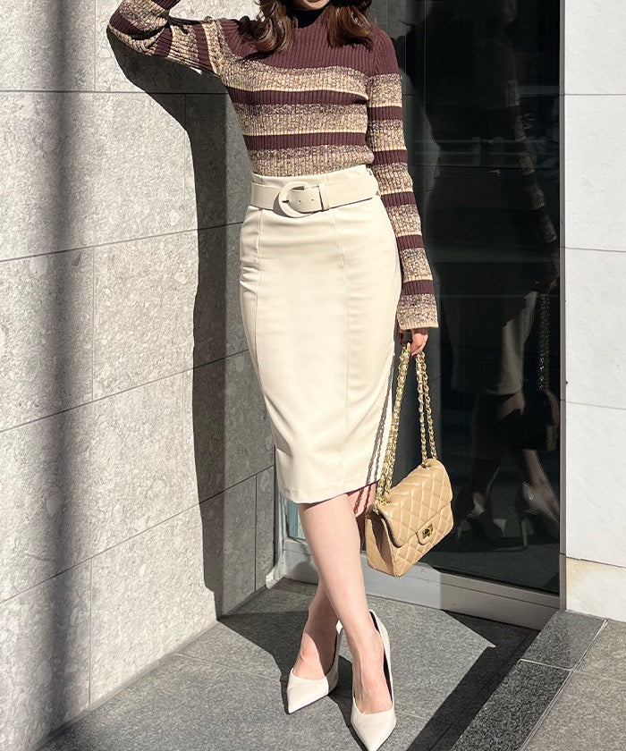 アンビエント AMBIENT レザーベルトセットペンシルスカート (ブラック) ブラック