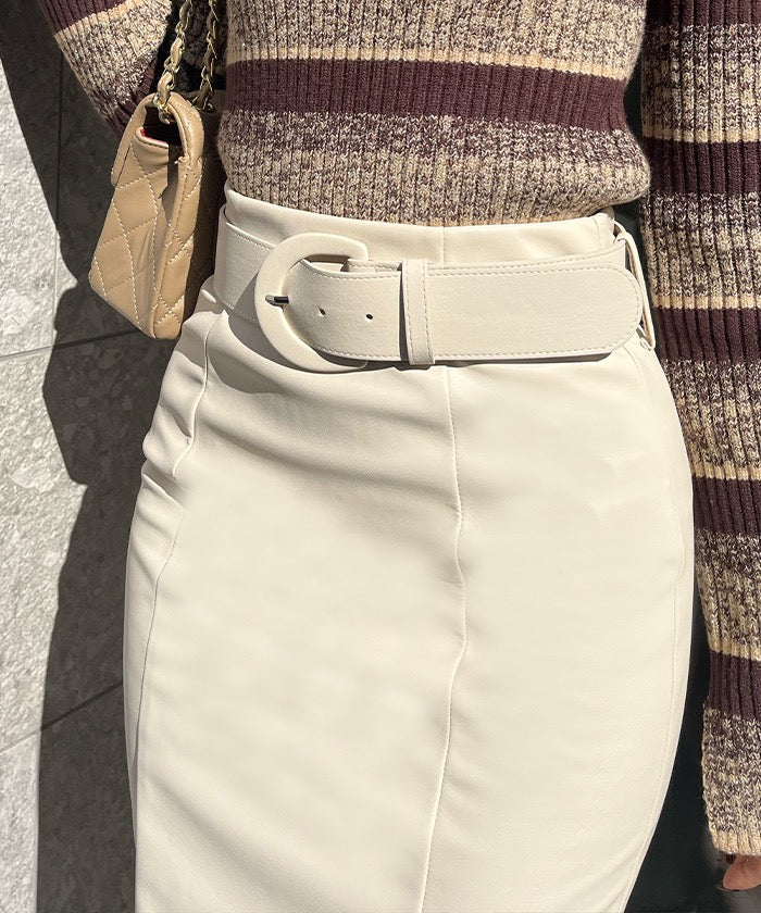 アンビエント AMBIENT レザーベルトセットペンシルスカート (ブラック) ブラック