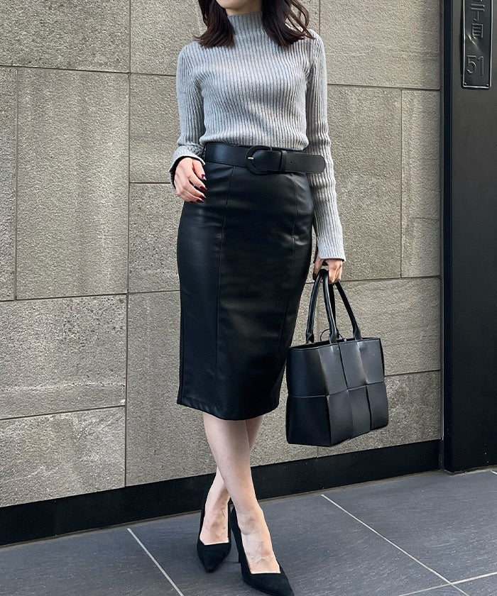 アンビエント AMBIENT レザーベルトセットペンシルスカート (ブラック) ブラック