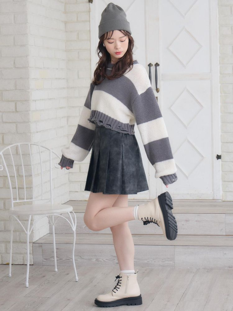 エムズエキサイト ems excite ヴィンテージFレザーミニSK (P/BRN) P/BRN