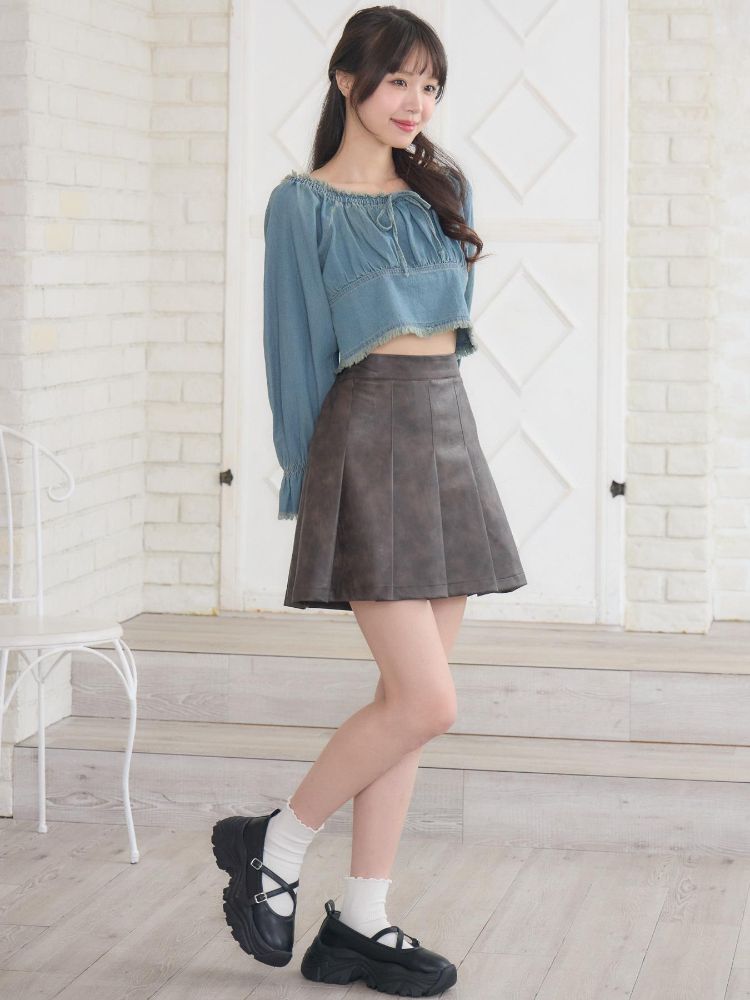 エムズエキサイト ems excite ヴィンテージFレザーミニSK (P/BRN) P/BRN