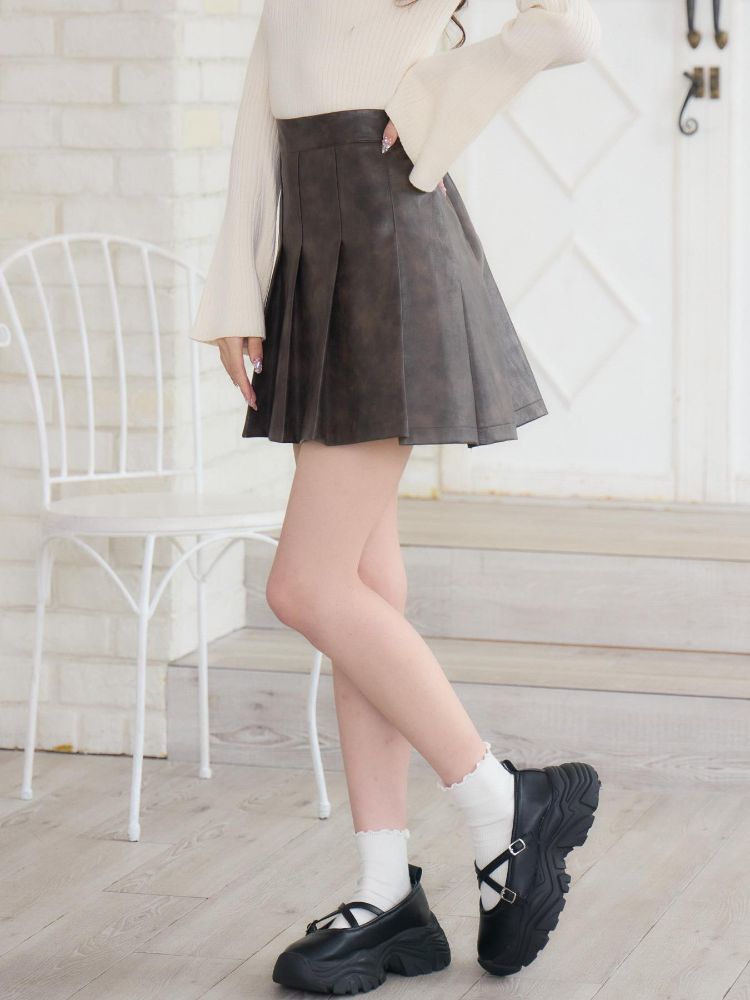 エムズエキサイト ems excite ヴィンテージFレザーミニSK (P/BRN) P/BRN