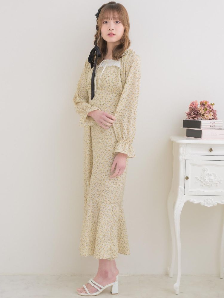 エムズエキサイト ems excite ステッチリボンマーメイドワンピース (P/BLU) P/BLU