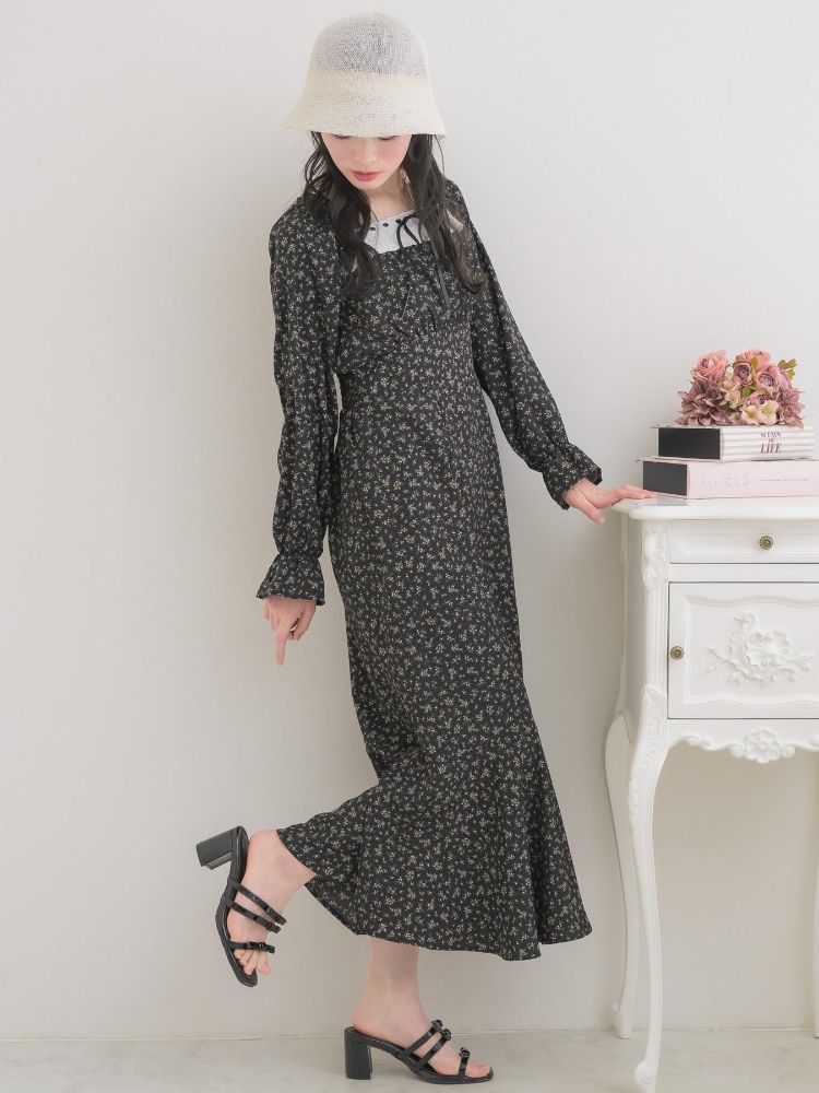 エムズエキサイト ems excite ステッチリボンマーメイドワンピース (P/BLU) P/BLU