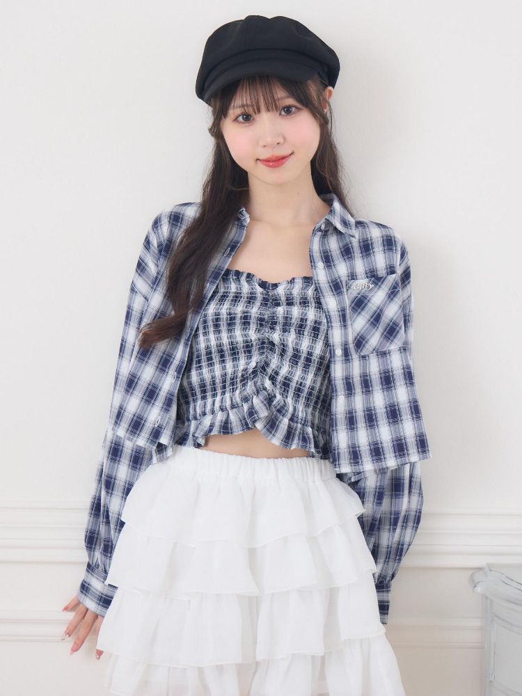 エムズエキサイト ems excite チェックSH&キャミSET (C/BLU) C/BLU