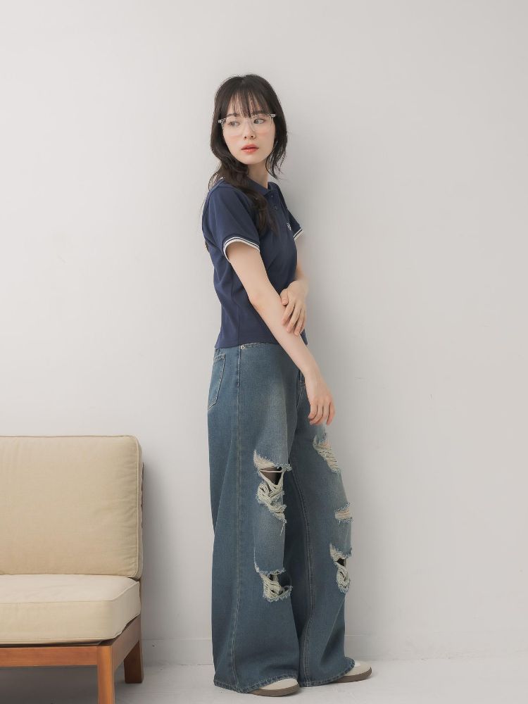 エムズエキサイト ems excite バイカラーポロTEE (BLU2) BLU2