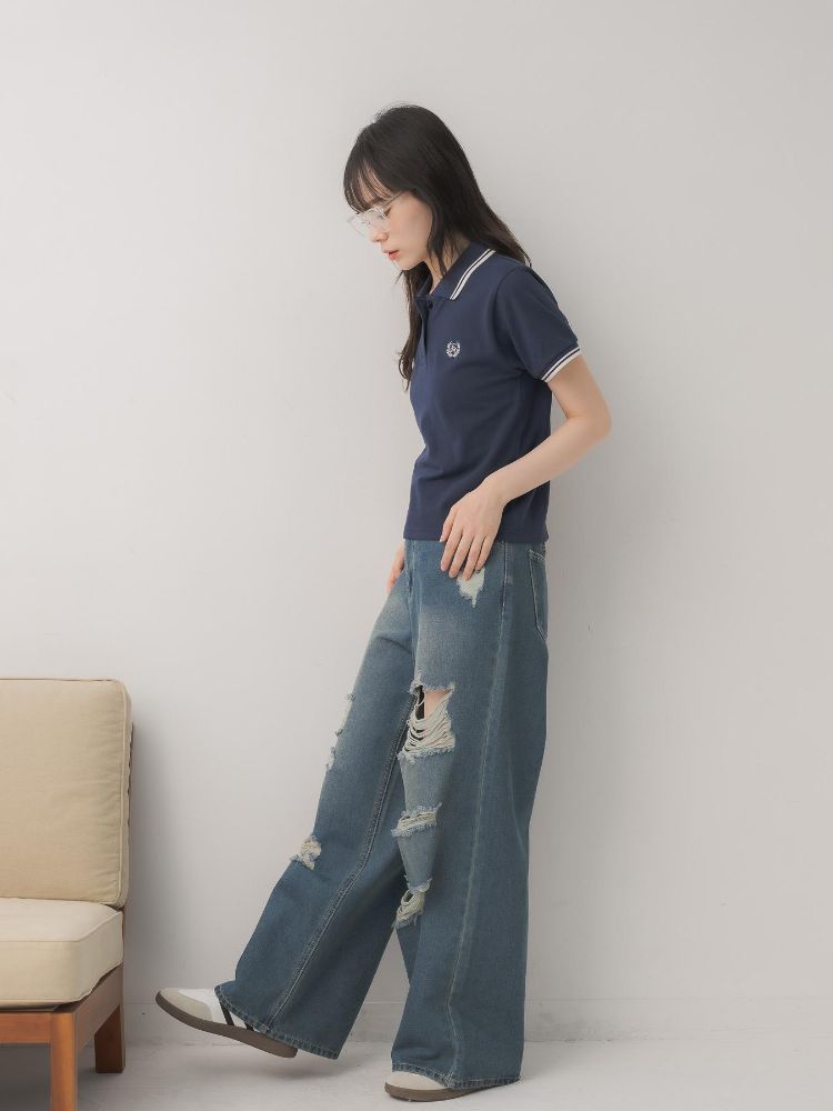 エムズエキサイト ems excite バイカラーポロTEE (BLU2) BLU2