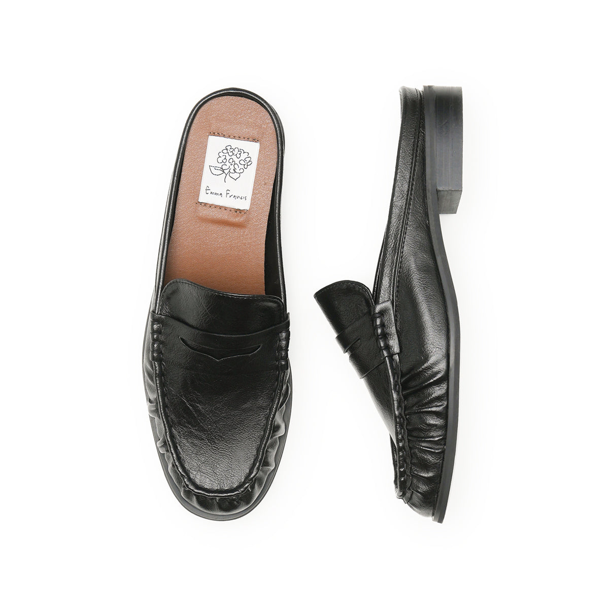 エマ フランシス Emma Francis メタリック ローファーミュール (ブラック マイラー) ブラック マイラー