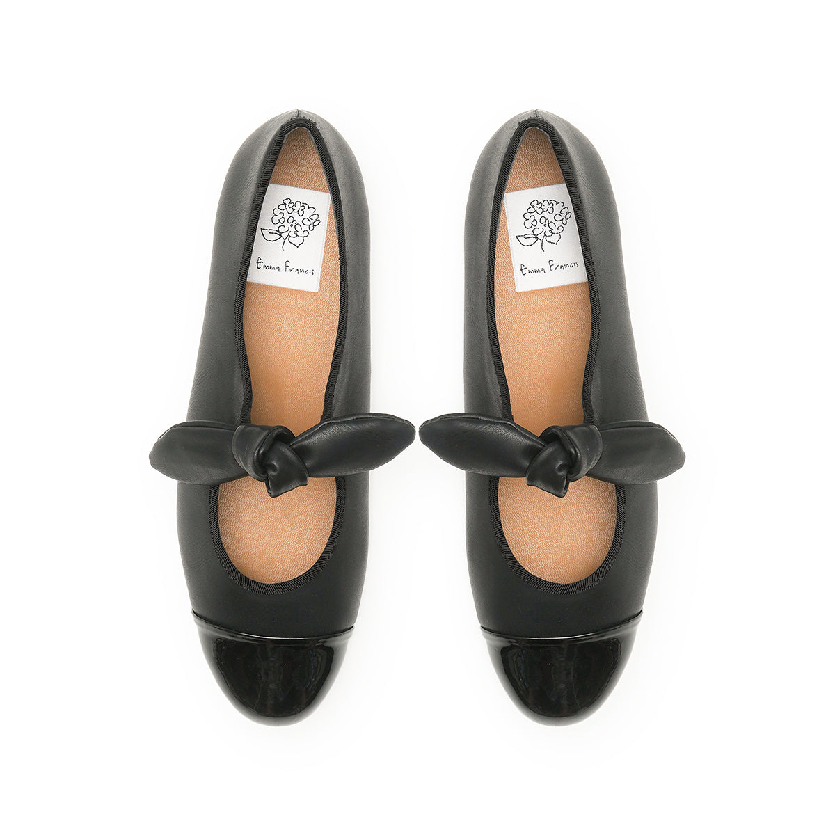 【25AW】エマ フランシス Emma Francis ビッグリボン フラット メリージェーン (ブラック スムース) ブラック スムース