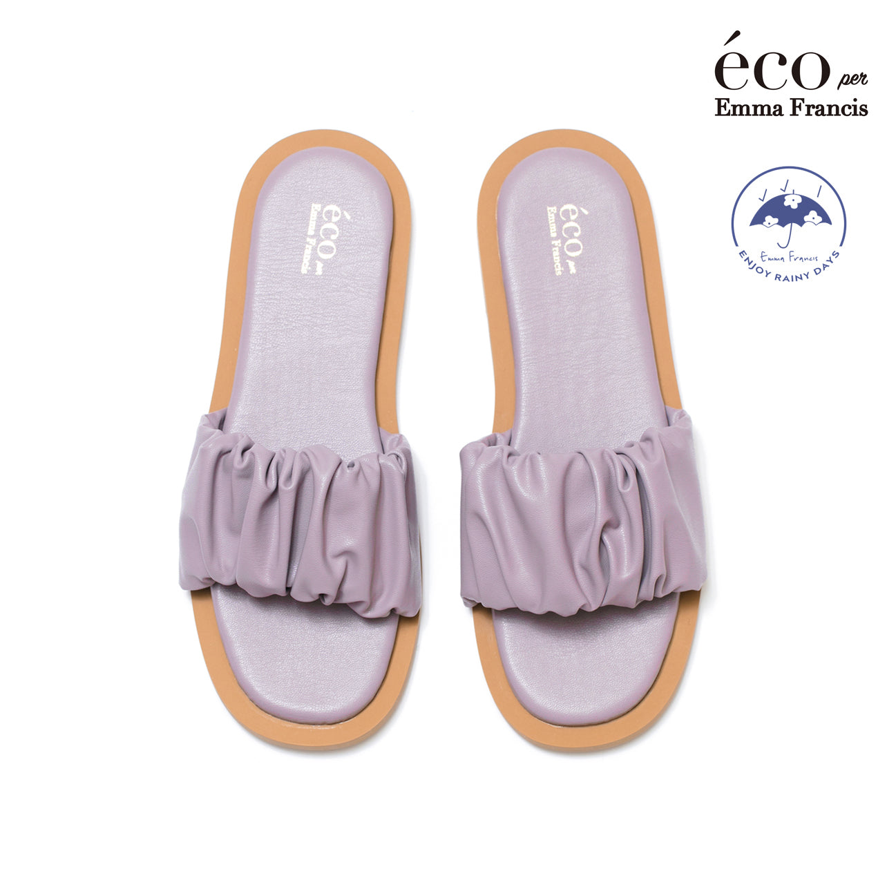 【アップルレザー】【撥水】エマ フランシス Emma Francis フラット シャーリング サンダル (パープル アップルレザー) パープル アップルレザー