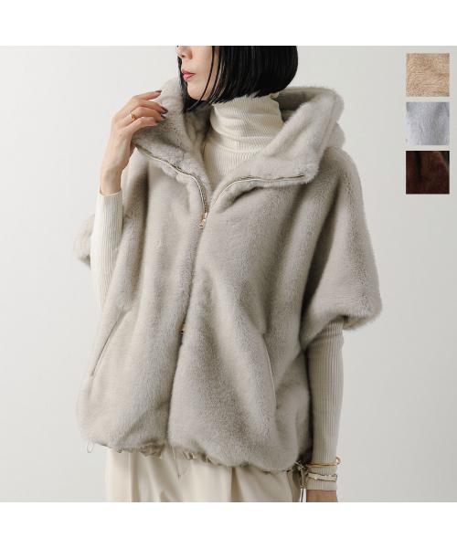 エイミー ロウ Eimee Law Eimee Law ベストコート 84389L ミンクファー フーディ ドロスト (IVGY/ライトグレー) IVGY/ライトグレー