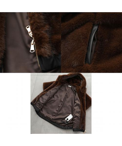 エイミー ロウ Eimee Law Eimee Law ベストコート 84389L ミンクファー フーディ ドロスト (IVGY/ライトグレー) IVGY/ライトグレー