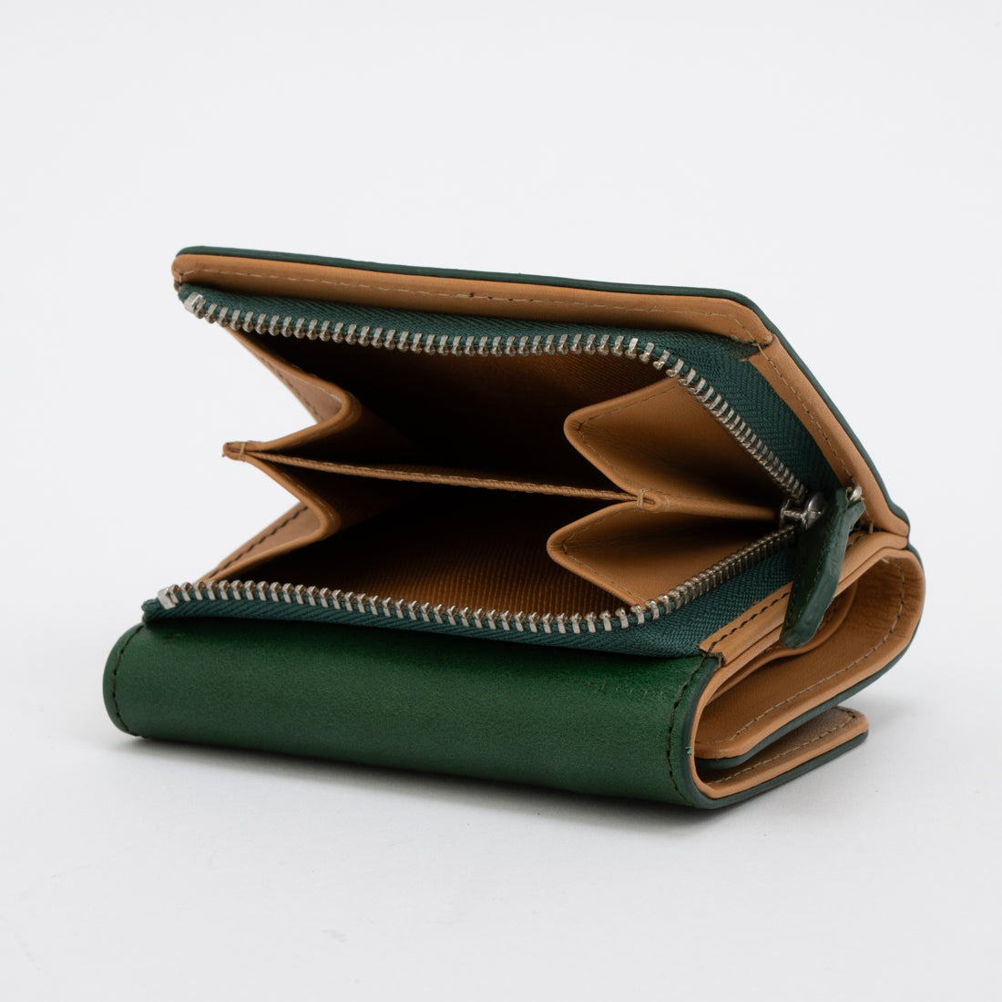 イーモノ e-mono 財布 メンズ 3つ折り 本革 牛革 コンパクト イタリアンレザー ブッテーロ ミニ財布 エイジング 経年変化 (グリーン) グリーン