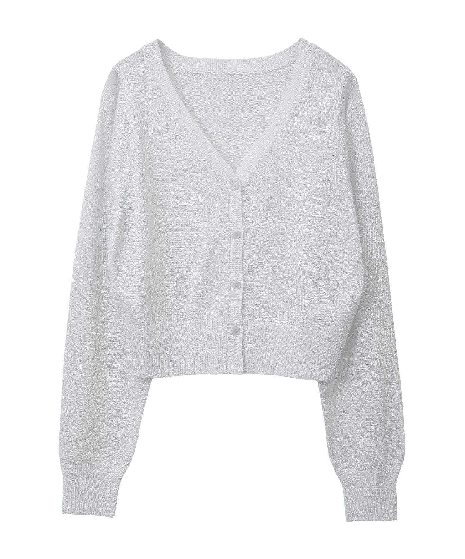 アースミュージックアンドエコロジー earth music&ecology シアーラメVネックカーディガン (ブラック) ブラック