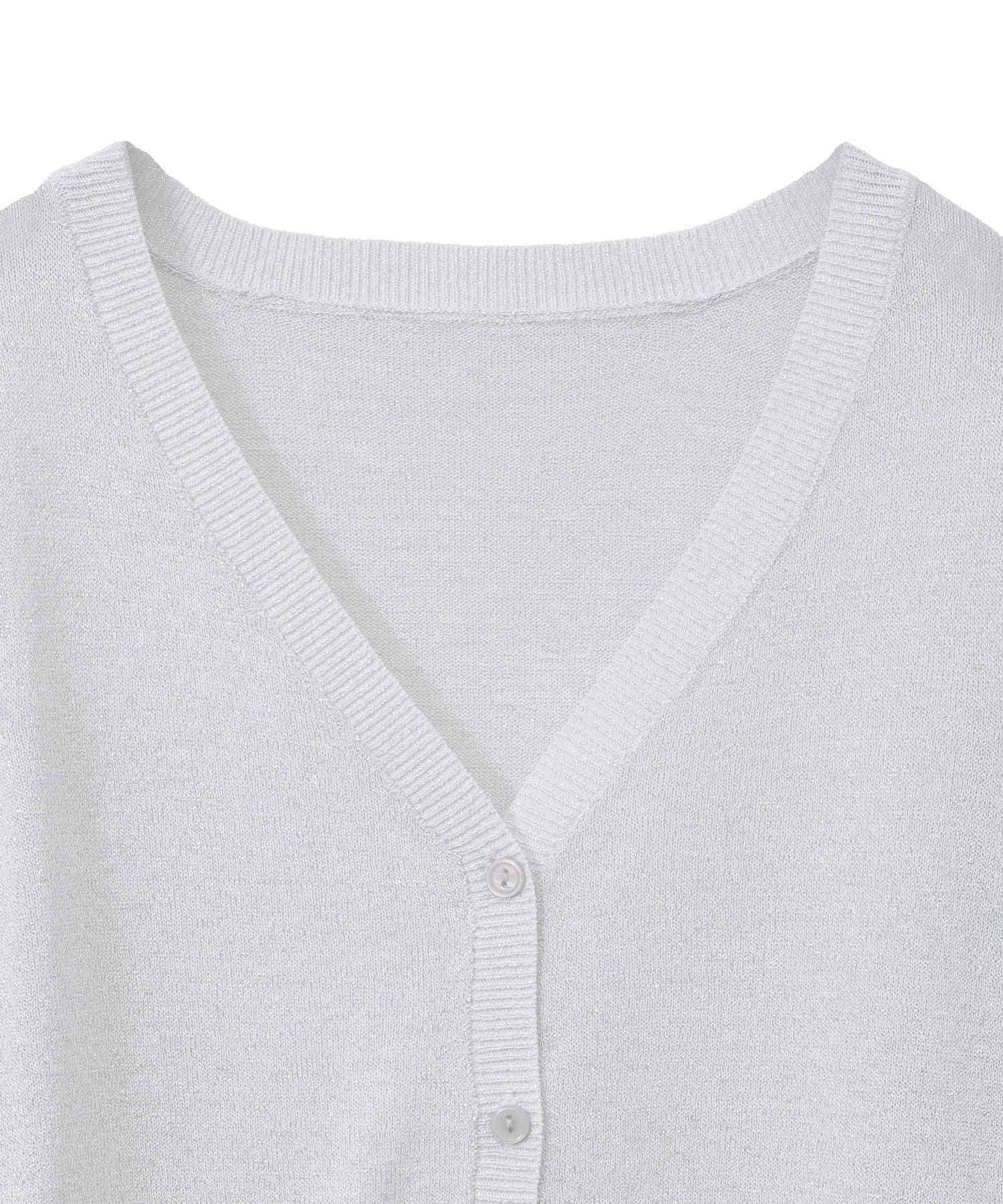 アースミュージックアンドエコロジー earth music&ecology シアーラメVネックカーディガン (ブラック) ブラック