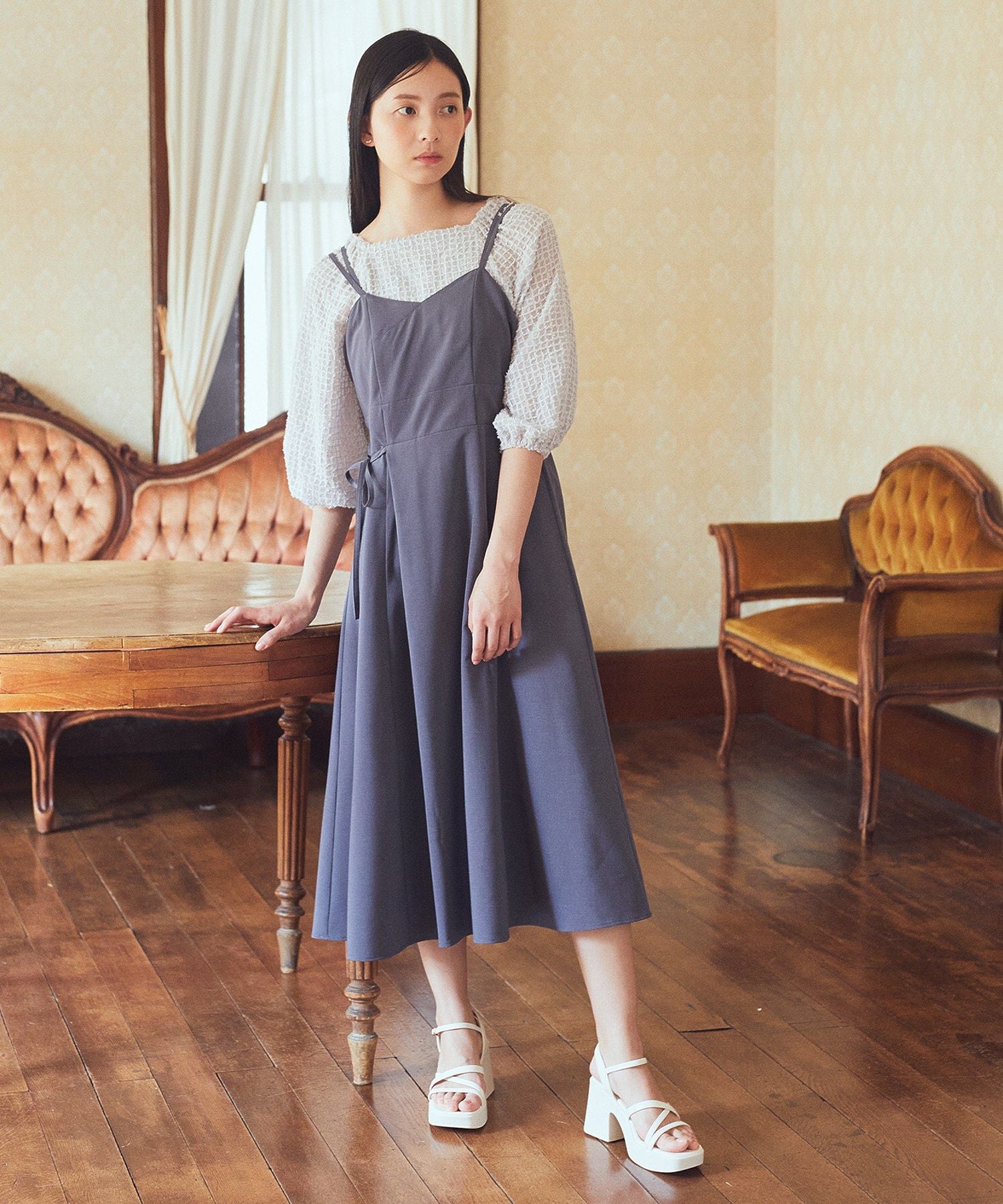 アースミュージックアンドエコロジー earth music&ecology サイドリボンラップ風キャミワンピース (モカ) モカ