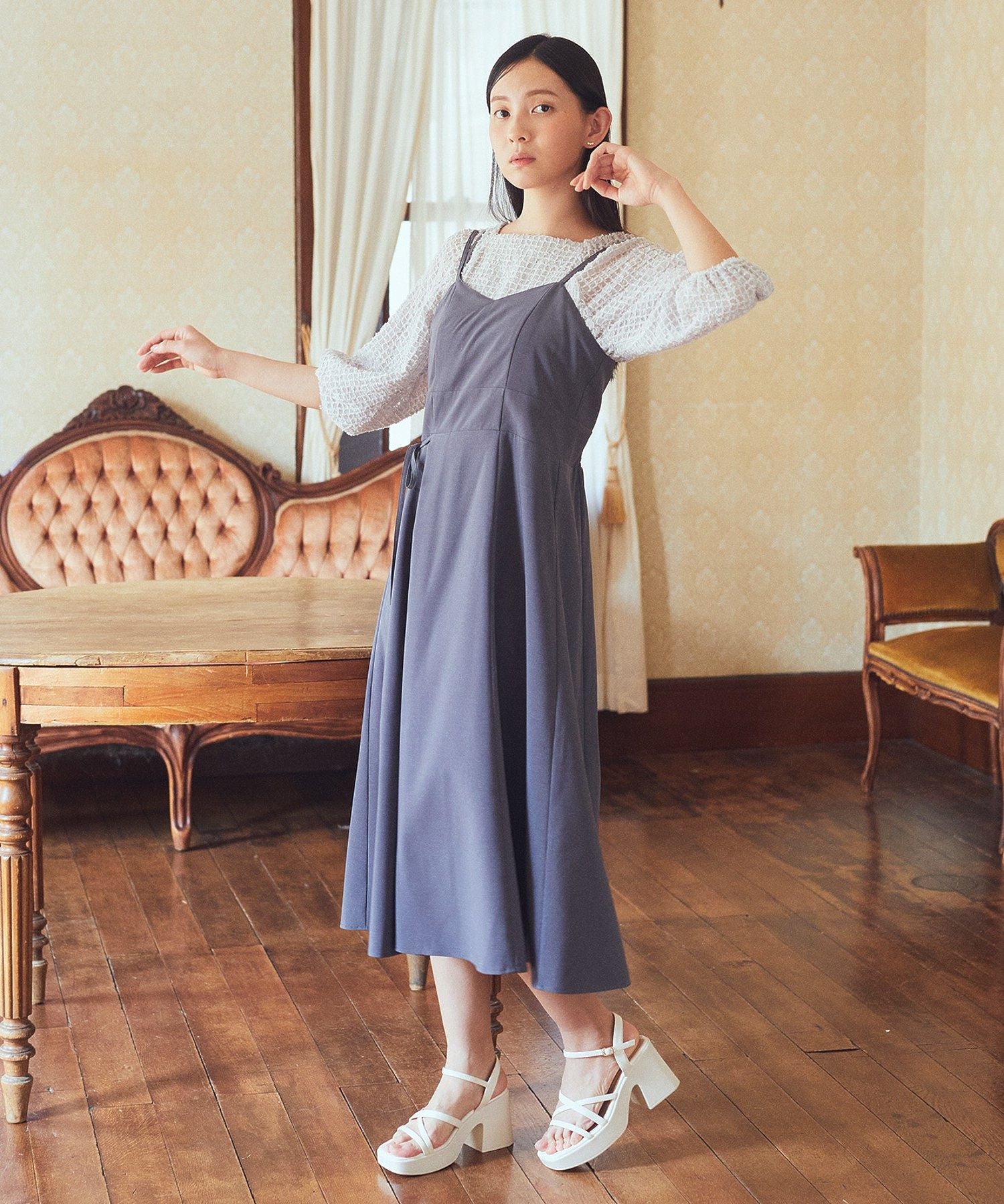 アースミュージックアンドエコロジー earth music&ecology サイドリボンラップ風キャミワンピース (モカ) モカ