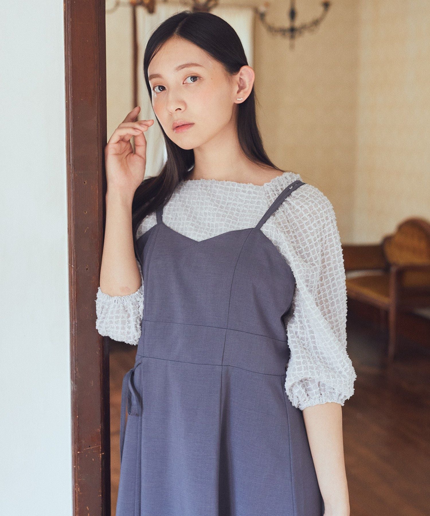 アースミュージックアンドエコロジー earth music&ecology サイドリボンラップ風キャミワンピース (モカ) モカ