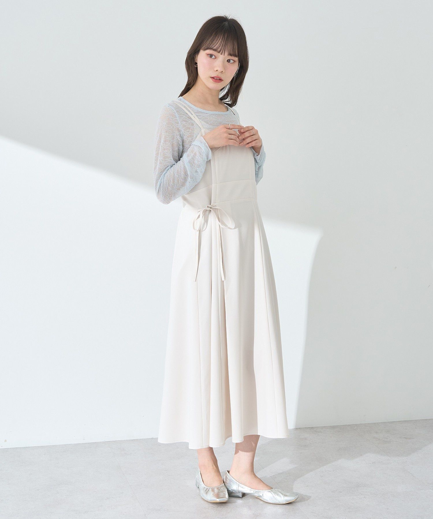 アースミュージックアンドエコロジー earth music&ecology サイドリボンラップ風キャミワンピース (モカ) モカ