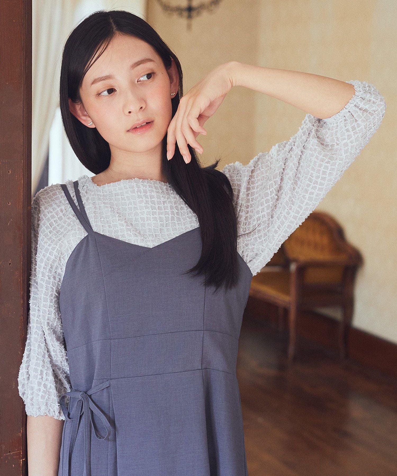 アースミュージックアンドエコロジー earth music&ecology 前後2wayミニフリンジブラウス (オフホワイト) オフホワイト