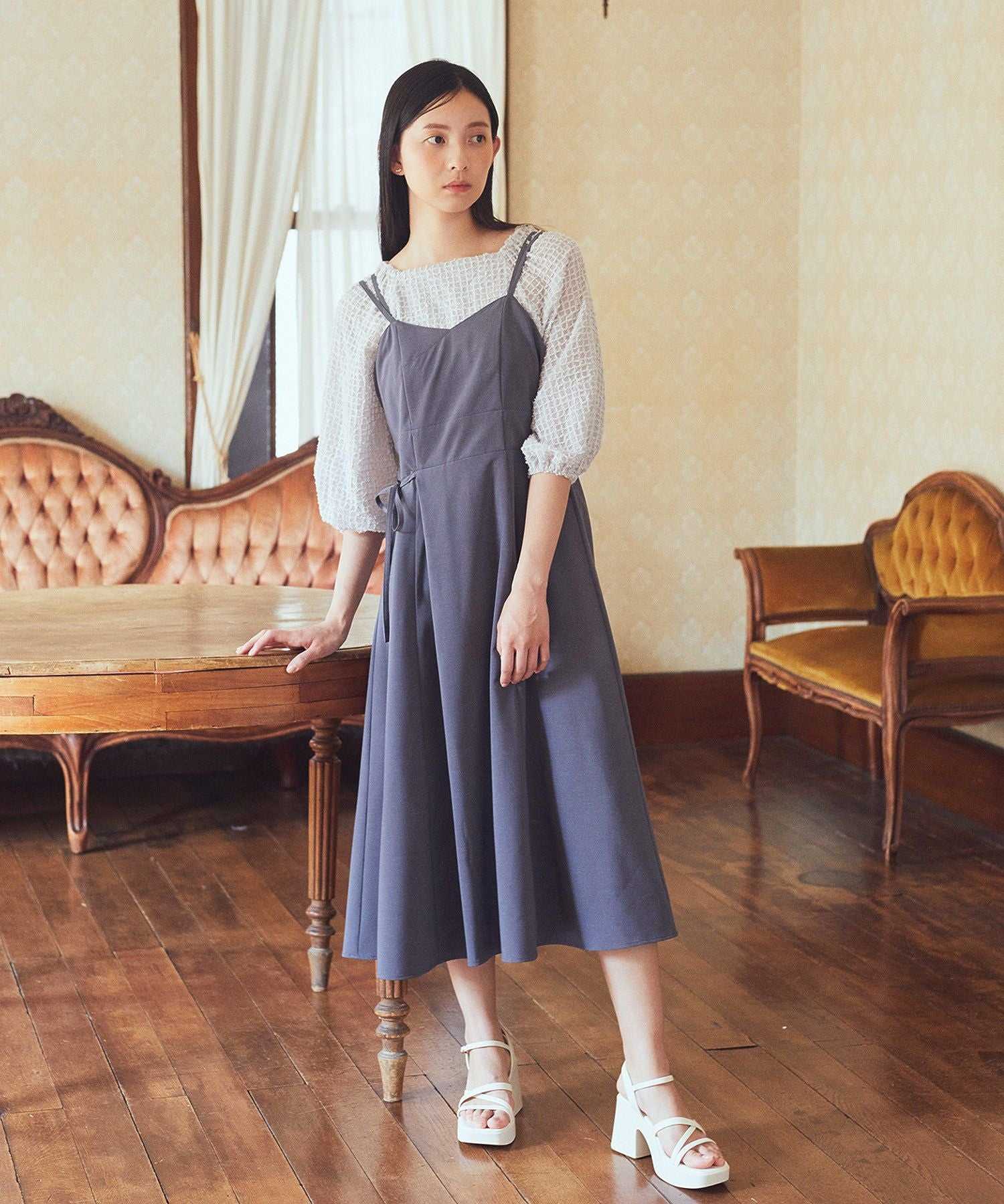 アースミュージックアンドエコロジー earth music&ecology 前後2wayミニフリンジブラウス (オフホワイト) オフホワイト