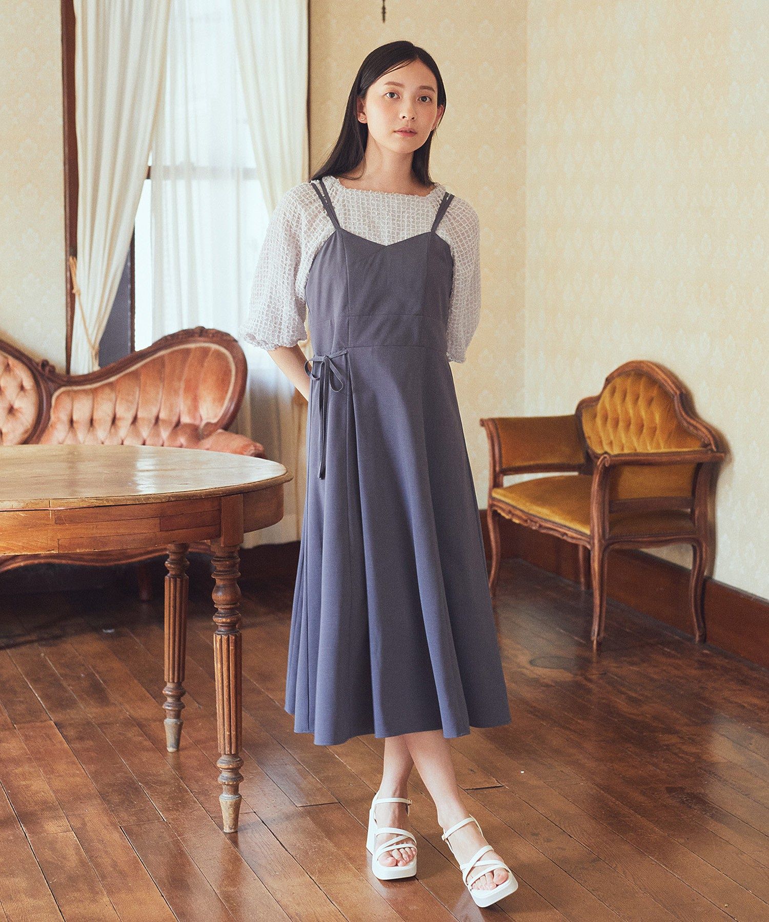 アースミュージックアンドエコロジー earth music&ecology 前後2wayミニフリンジブラウス (オフホワイト) オフホワイト