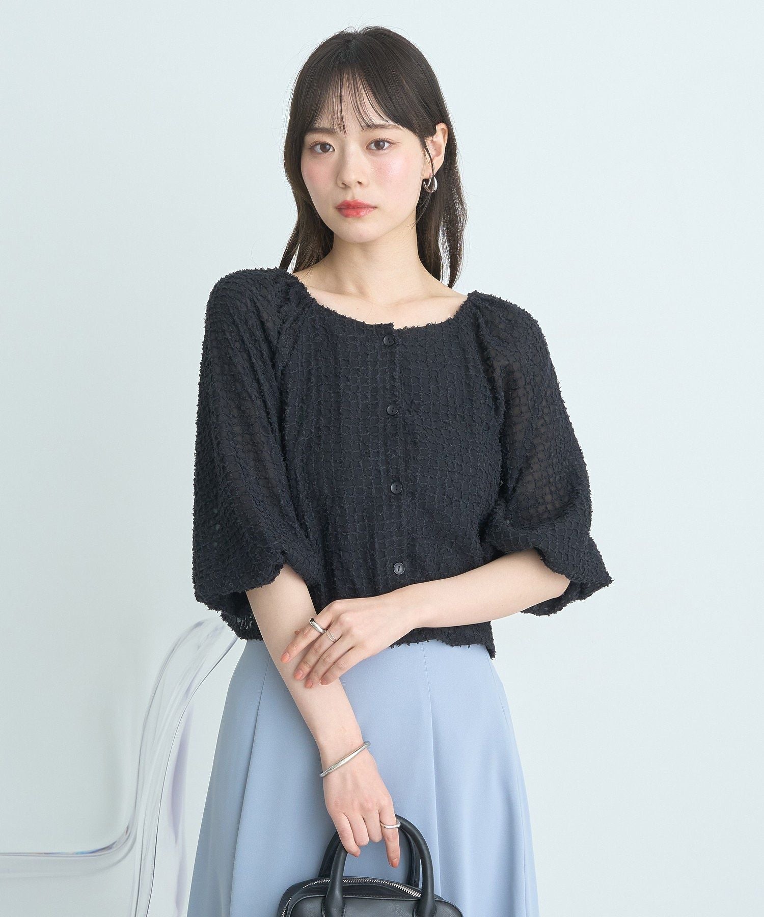 アースミュージックアンドエコロジー earth music&ecology 前後2wayミニフリンジブラウス (オフホワイト) オフホワイト