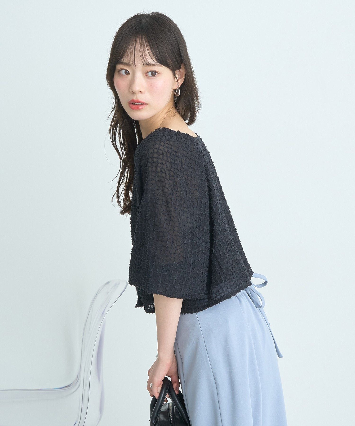 アースミュージックアンドエコロジー earth music&ecology 前後2wayミニフリンジブラウス (オフホワイト) オフホワイト