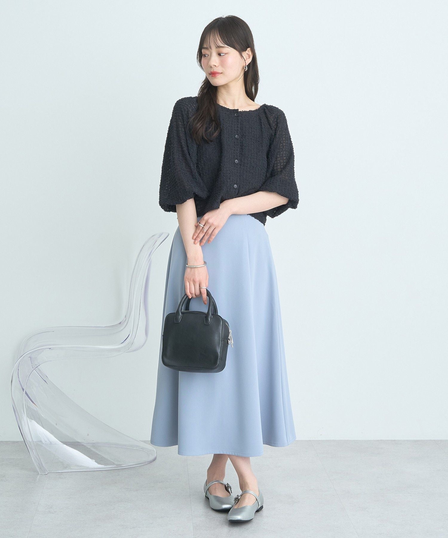 アースミュージックアンドエコロジー earth music&ecology 前後2wayミニフリンジブラウス (オフホワイト) オフホワイト