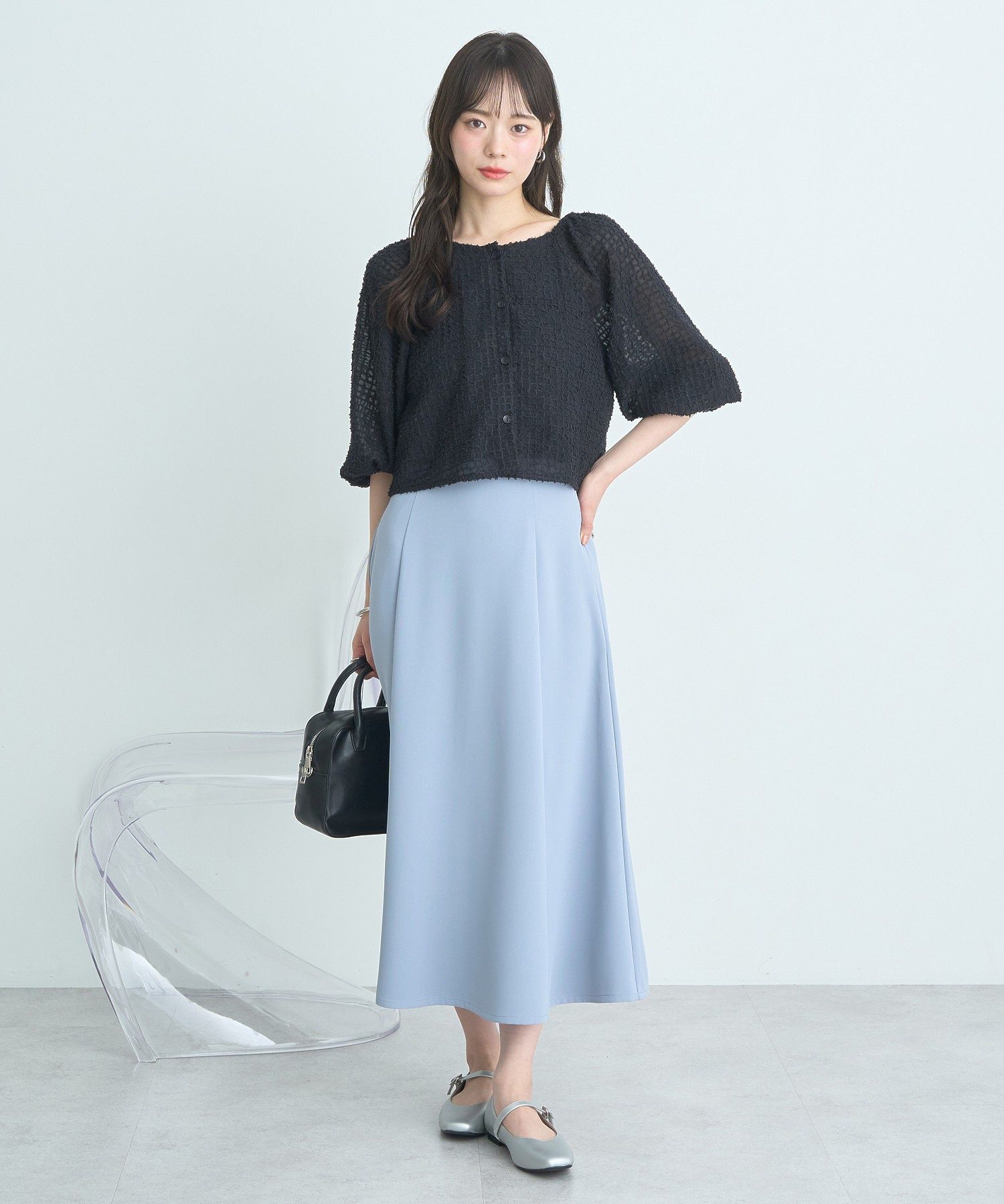 アースミュージックアンドエコロジー earth music&ecology 前後2wayミニフリンジブラウス (オフホワイト) オフホワイト