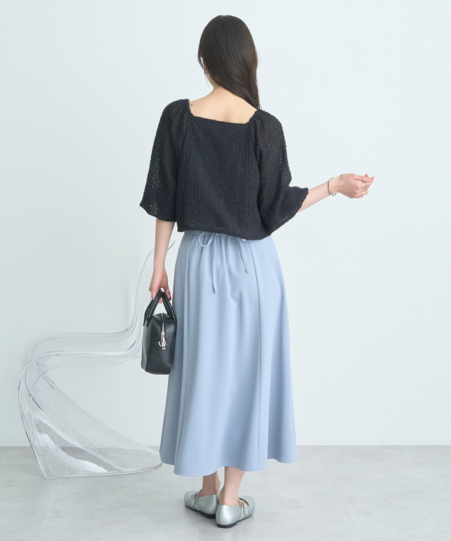 アースミュージックアンドエコロジー earth music&ecology 前後2wayミニフリンジブラウス (オフホワイト) オフホワイト