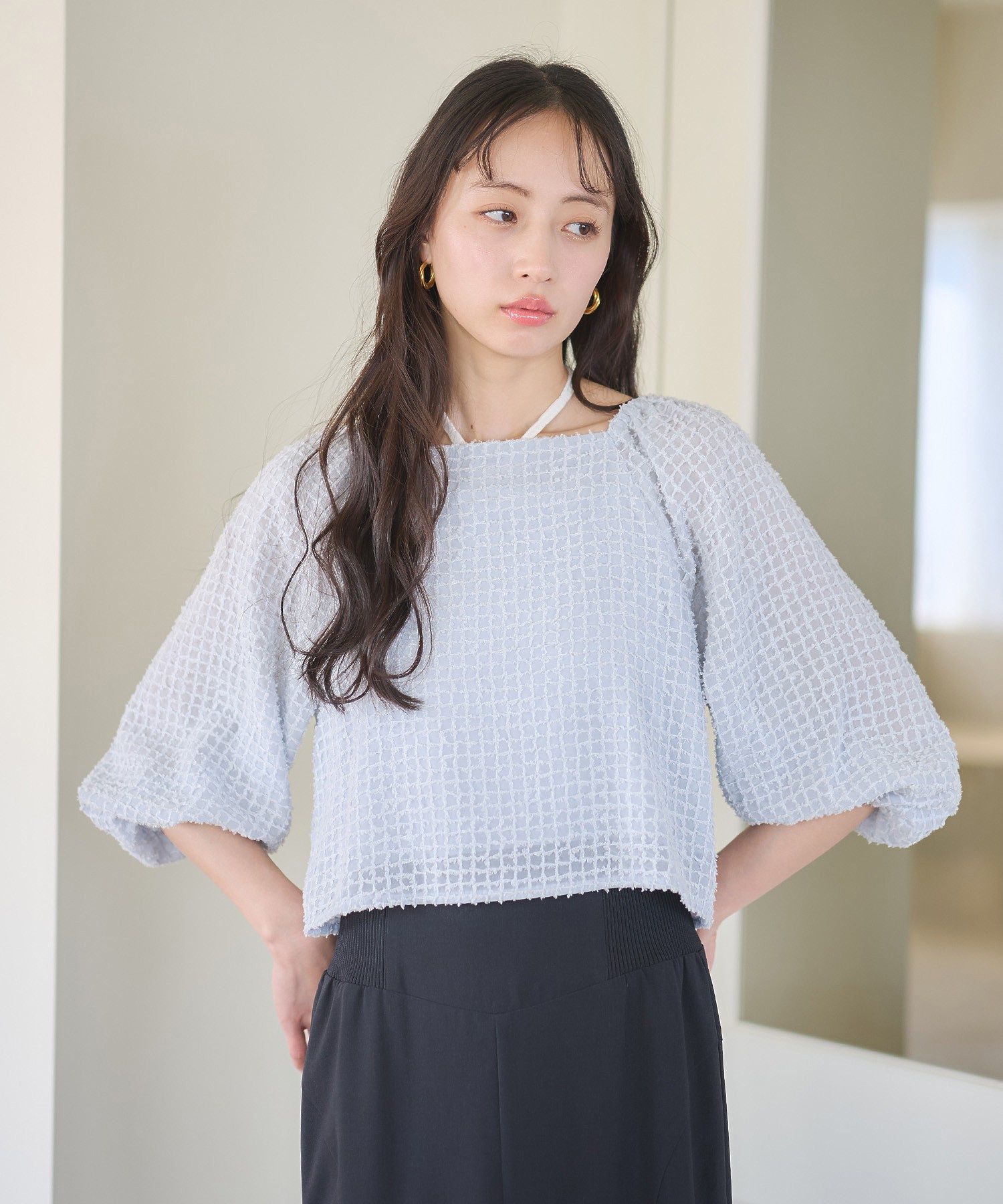 アースミュージックアンドエコロジー earth music&ecology 前後2wayミニフリンジブラウス (オフホワイト) オフホワイト