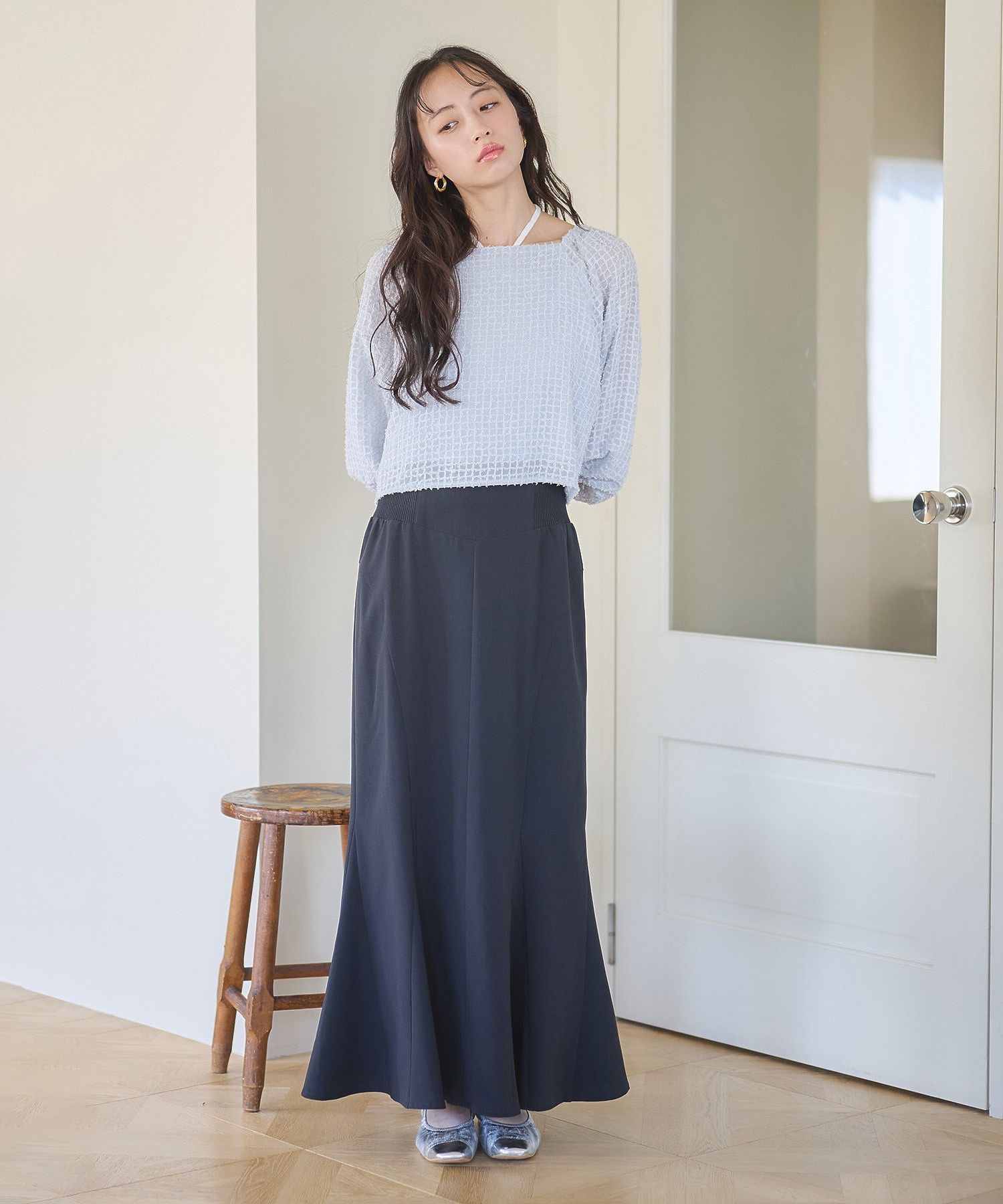 アースミュージックアンドエコロジー earth music&ecology 前後2wayミニフリンジブラウス (オフホワイト) オフホワイト