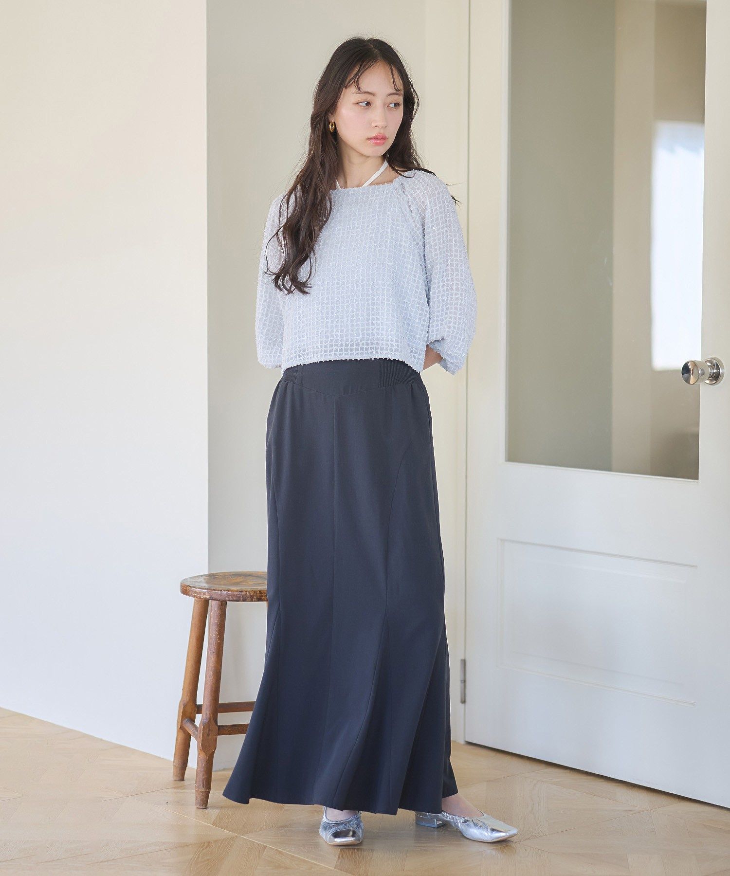 アースミュージックアンドエコロジー earth music&ecology 前後2wayミニフリンジブラウス (オフホワイト) オフホワイト