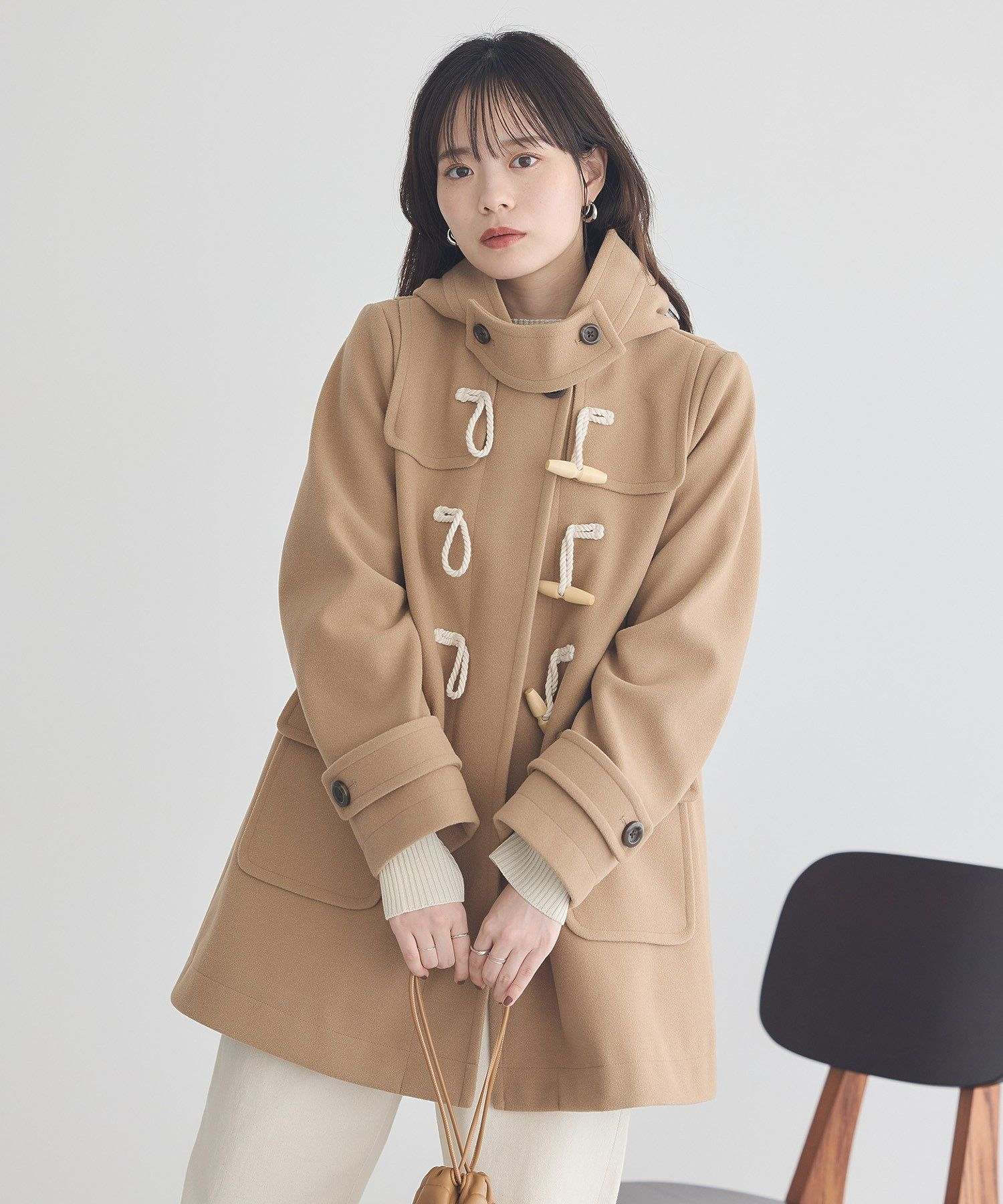 アースミュージックアンドエコロジー earth music&ecology ダッフルコート (ベージュ) ベージュ