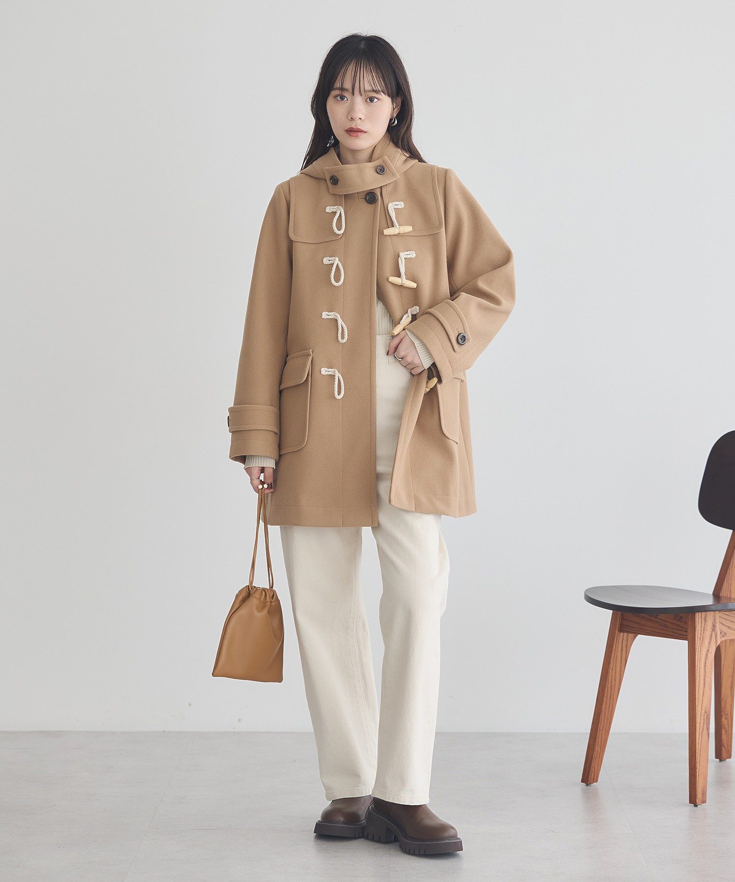 アースミュージックアンドエコロジー earth music&ecology ダッフルコート (ベージュ) ベージュ