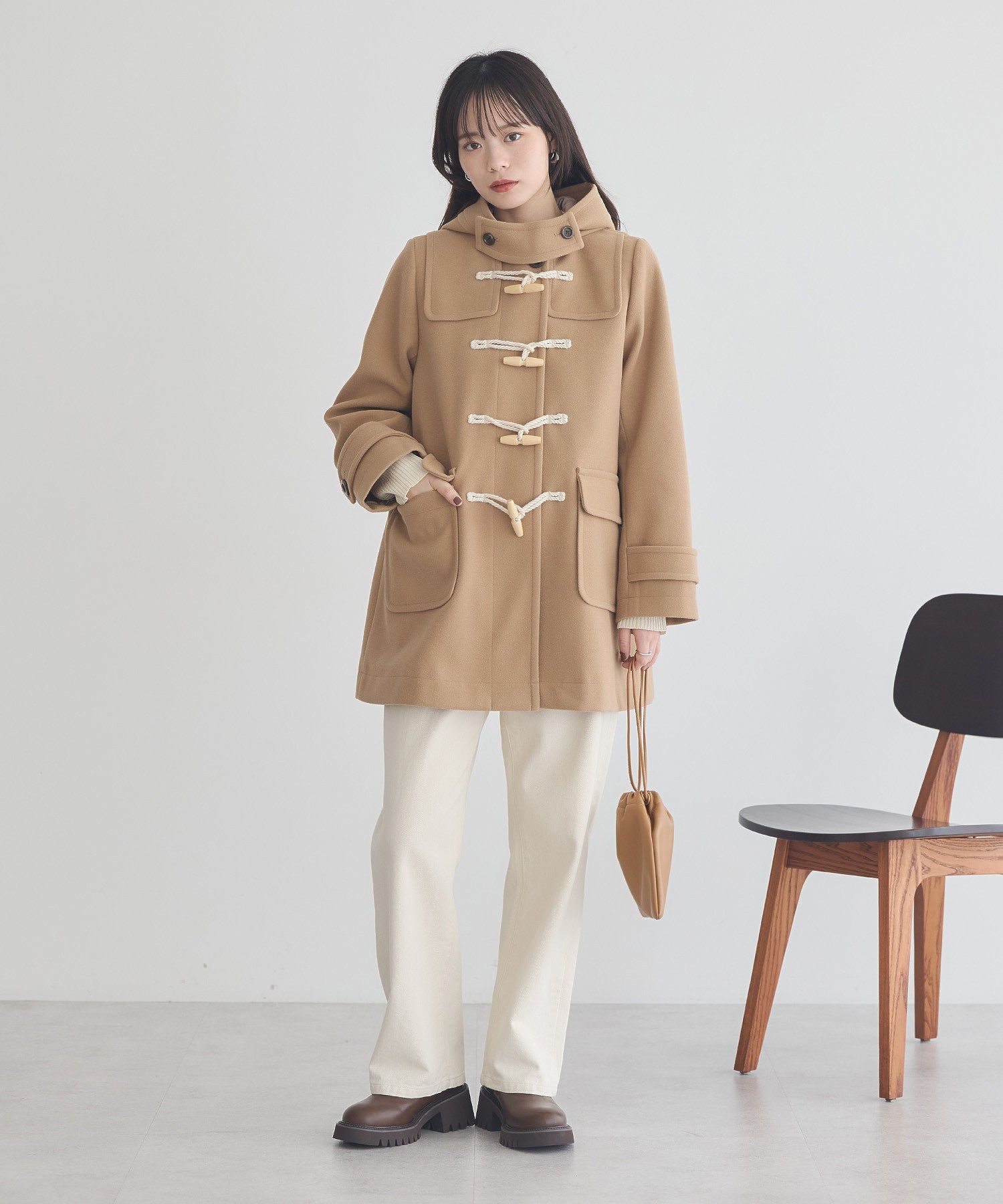 アースミュージックアンドエコロジー earth music&ecology ダッフルコート (ベージュ) ベージュ