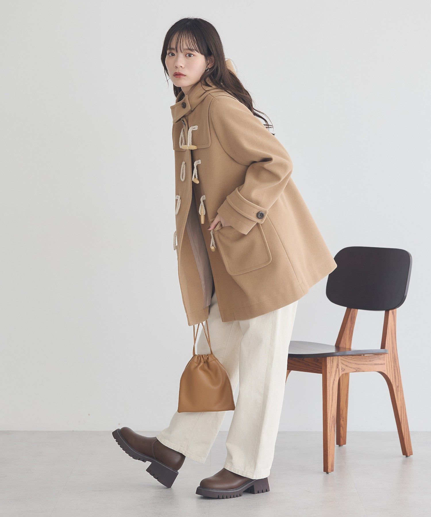 アースミュージックアンドエコロジー earth music&ecology ダッフルコート (ベージュ) ベージュ