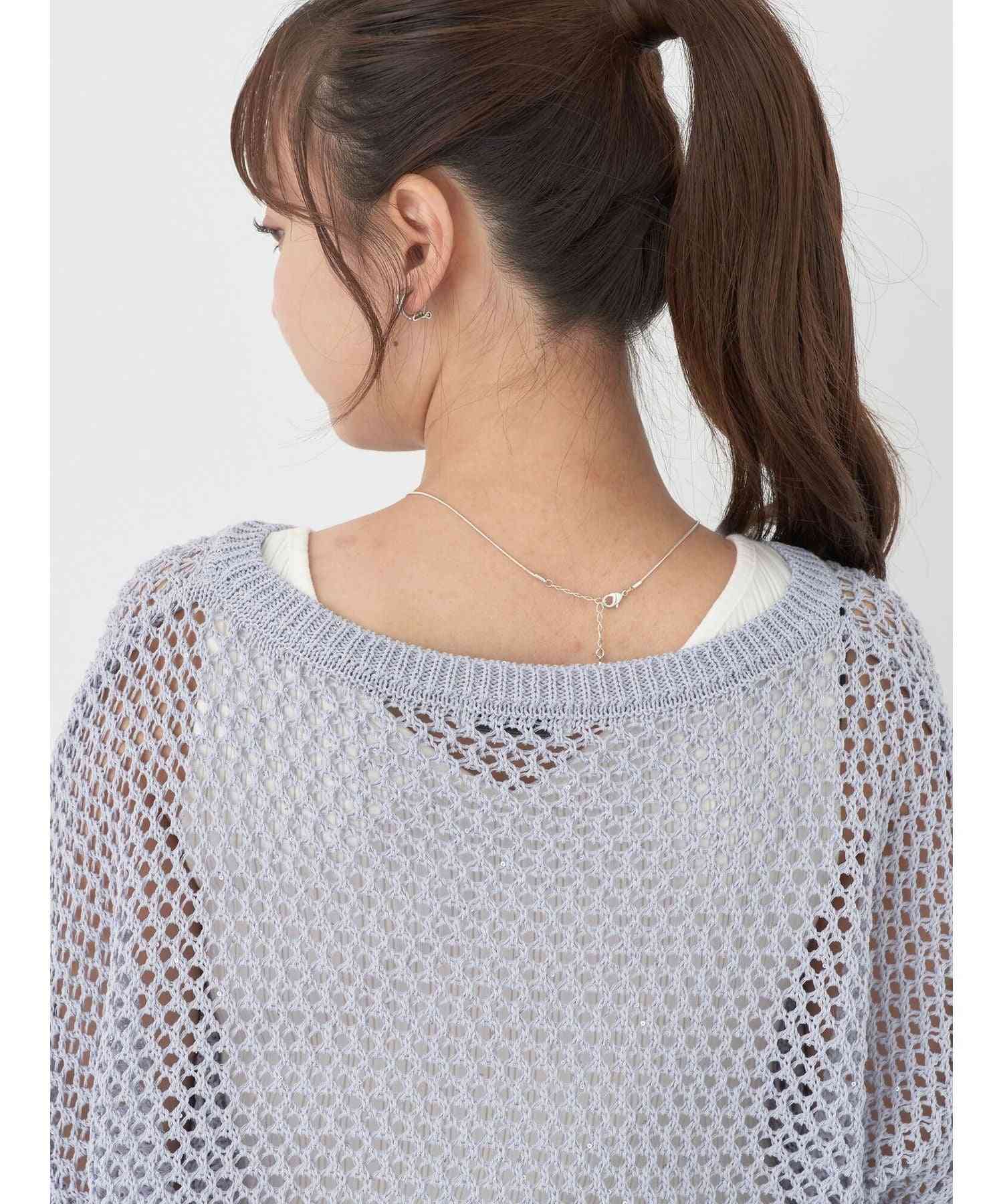 アースミュージックアンドエコロジー earth music&ecology スパンコールショートゆるニット (ブラック) ブラック