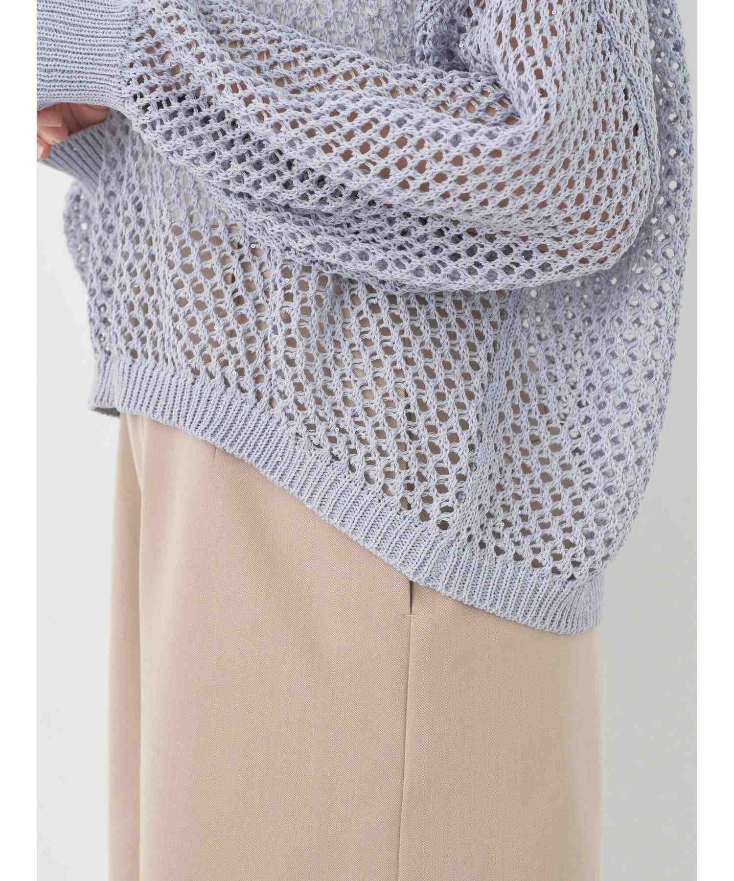 アースミュージックアンドエコロジー earth music&ecology スパンコールショートゆるニット (ブラック) ブラック