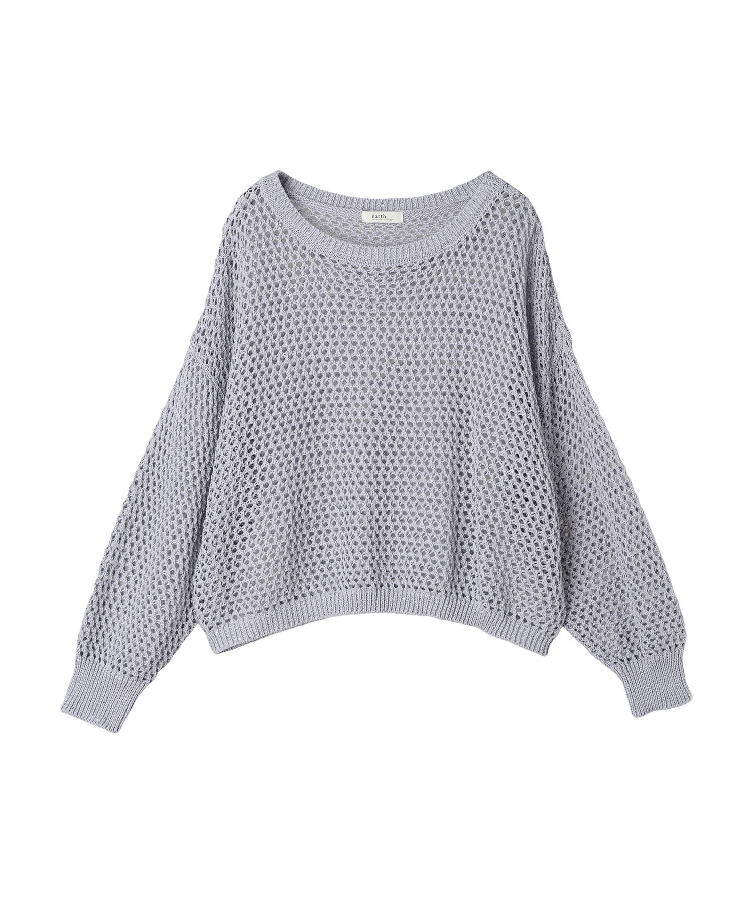 アースミュージックアンドエコロジー earth music&ecology スパンコールショートゆるニット (ブラック) ブラック