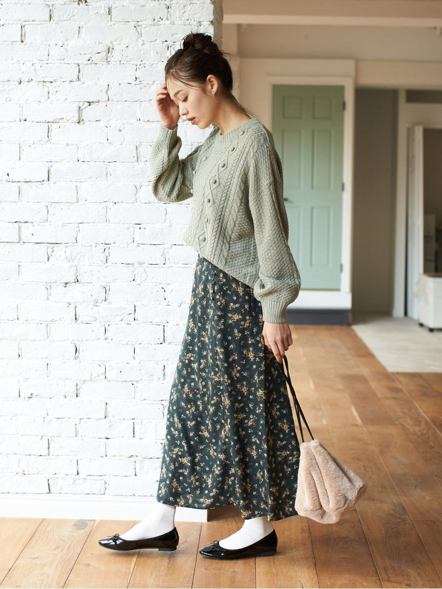 アースミュージックアンドエコロジー earth music&ecology サイドボタンスカート (ライトベージュ) ライトベージュ