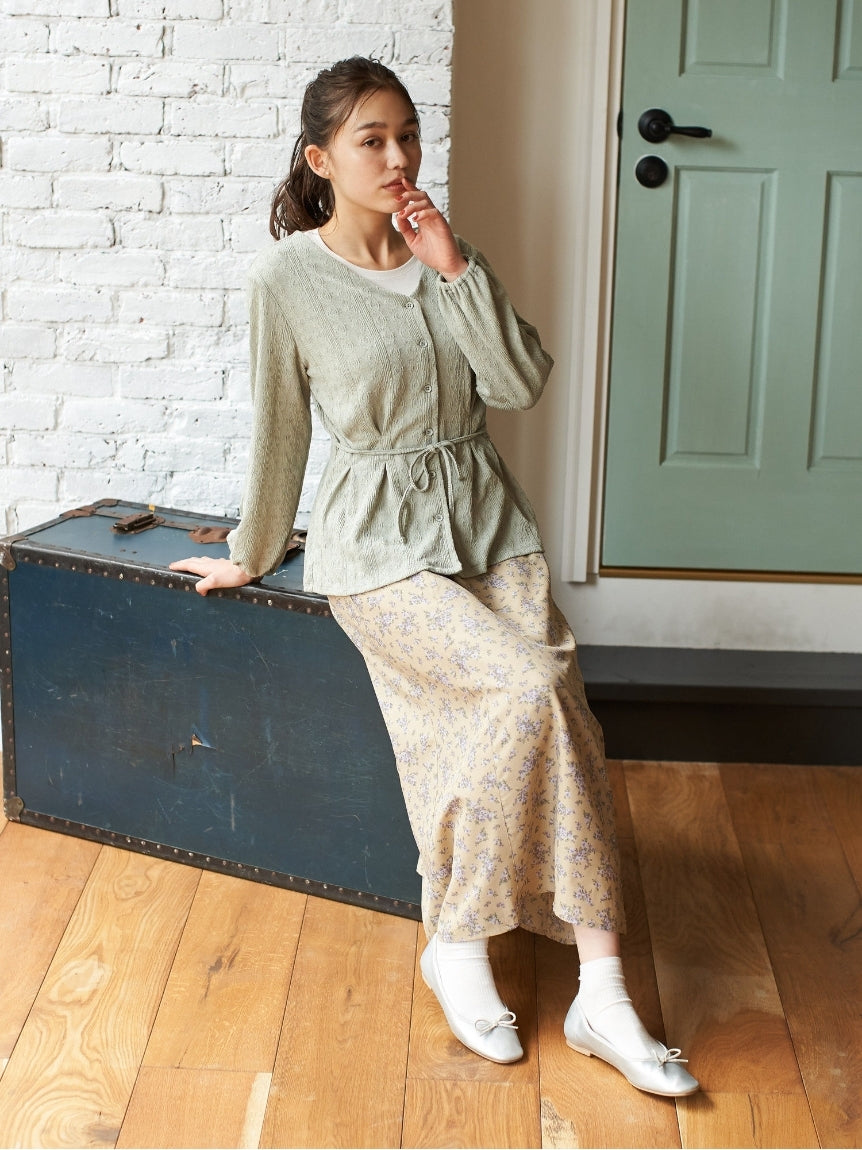 アースミュージックアンドエコロジー earth music&ecology サイドボタンスカート (ライトベージュ) ライトベージュ