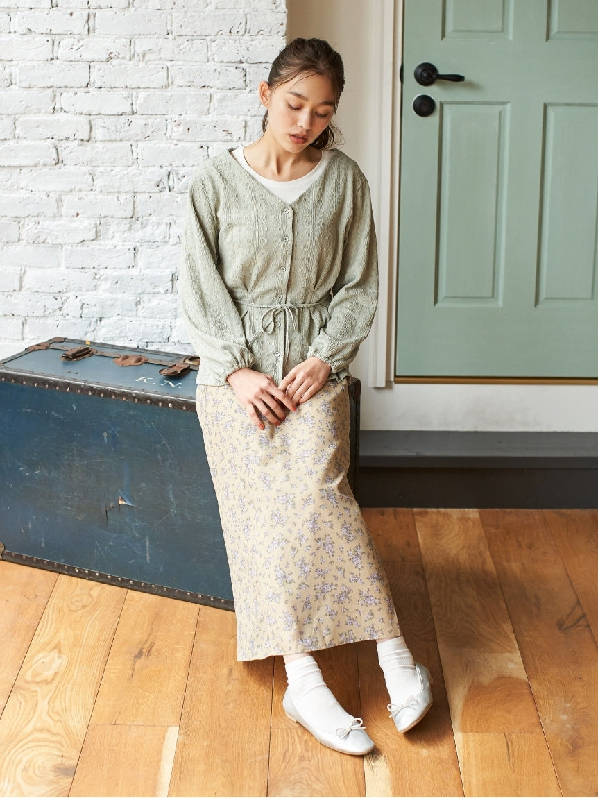 アースミュージックアンドエコロジー earth music&ecology サイドボタンスカート (ライトベージュ) ライトベージュ