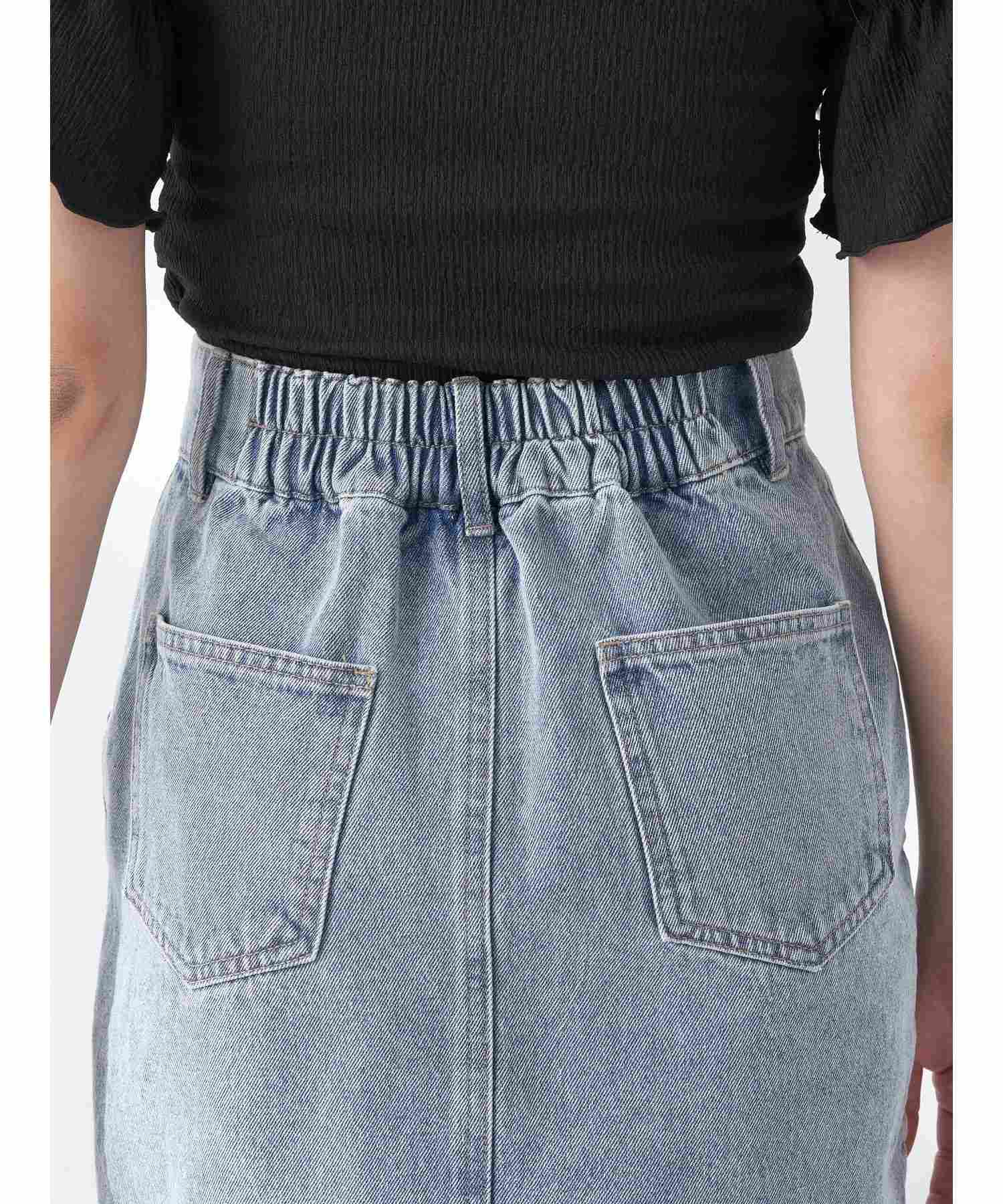 アースミュージックアンドエコロジー earth music&ecology ビジューデニムミニスカート (ライトインディゴ) ライトインディゴ