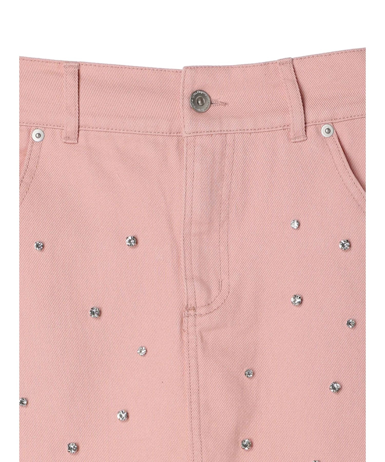 アースミュージックアンドエコロジー earth music&ecology ビジューデニムミニスカート (ライトインディゴ) ライトインディゴ